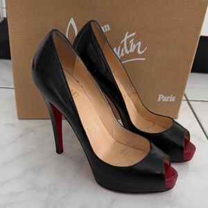 Christian Louboutin Black and Red Peep Toe Heels